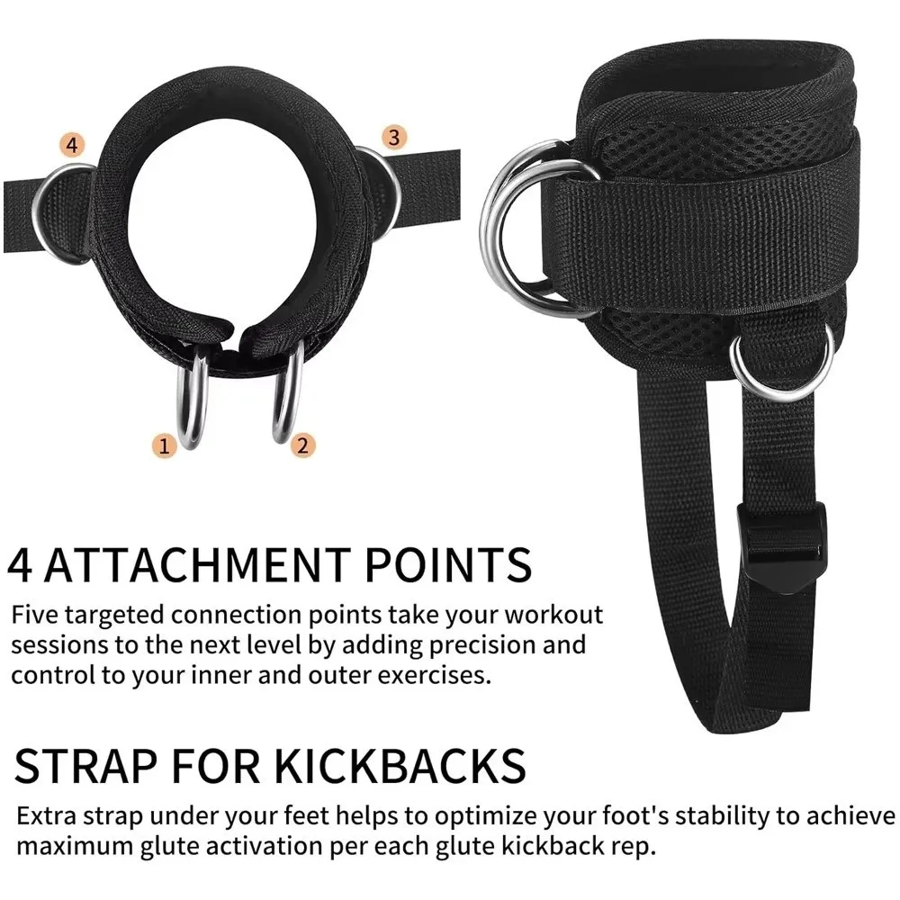Double D-Ring Gym Ankle Straps Adjustable Straps Neoprene Padded Adjustable Ankle Cuffs Safety Buckle Legging Strap