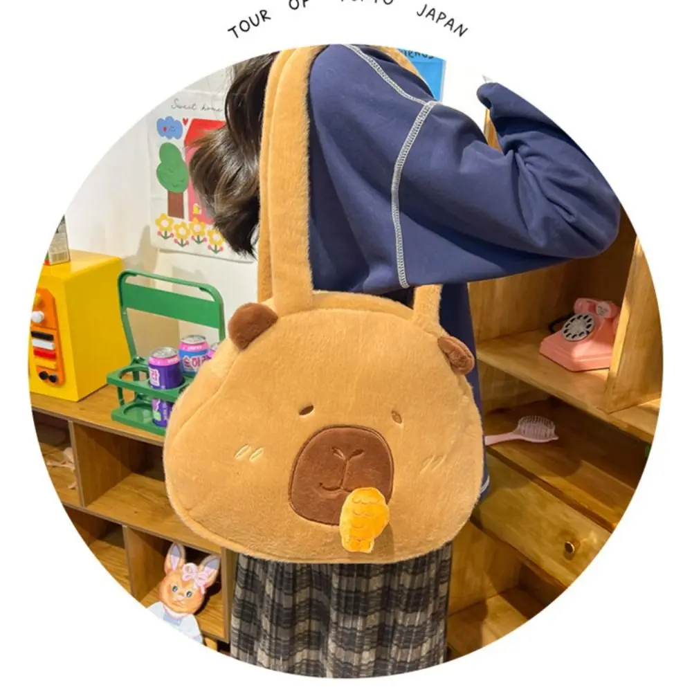 Nieuwe Cartoon Capybara Pluche Tas Opslag Grote Capaciteit Crossbody Tas Bruine Schoudertas