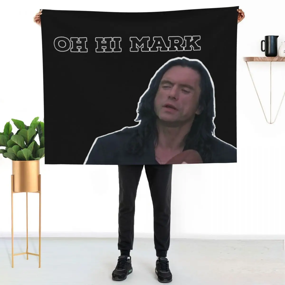 Oh hi Mark Wiseau Throw Blanket Sofas Hairys Luxury Retros Luxury St bed plaid Blankets