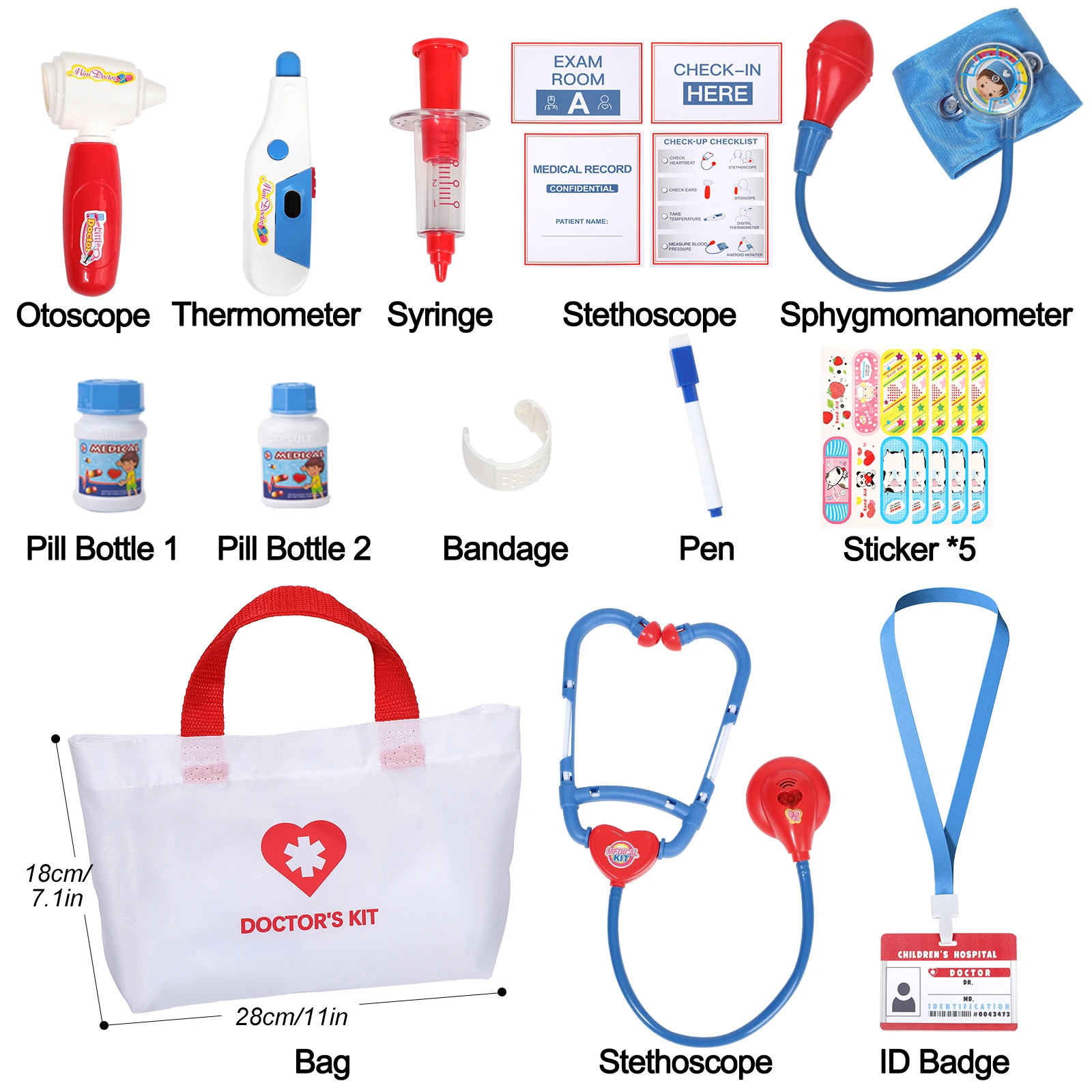 Doctor Kit for Toddlers 3-5, 20 Pieces Medical Kit with Stethoscope, Christmas Gift for 3 4 5 Years Boys Girls