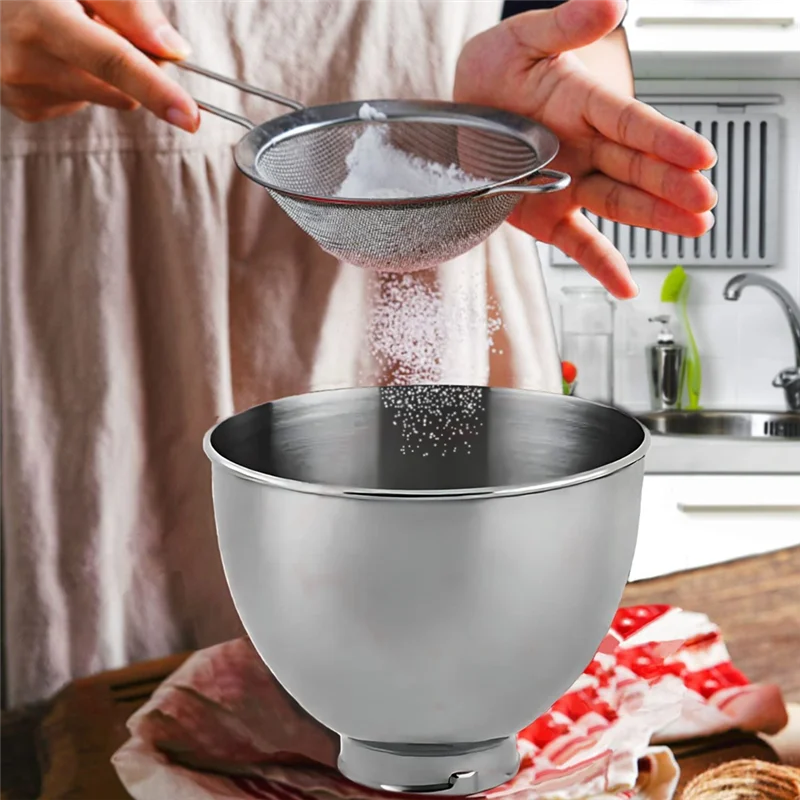 Mangkuk baja tahan karat untuk peralatan dapur Klasik & seri Artisan 4.5-5 QT Mixer kepala miring, 5 mangkuk baja tahan karat 304 kuarsa