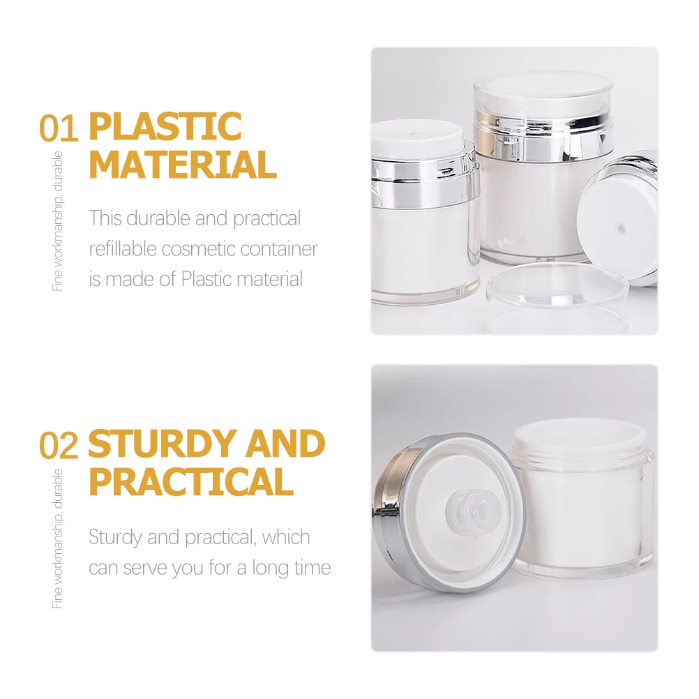 

2pcs Face Cream Jars Refillable Pump Bottles Empty Moisturizer Containers Travel Size Skincare Dispenser 100Ml