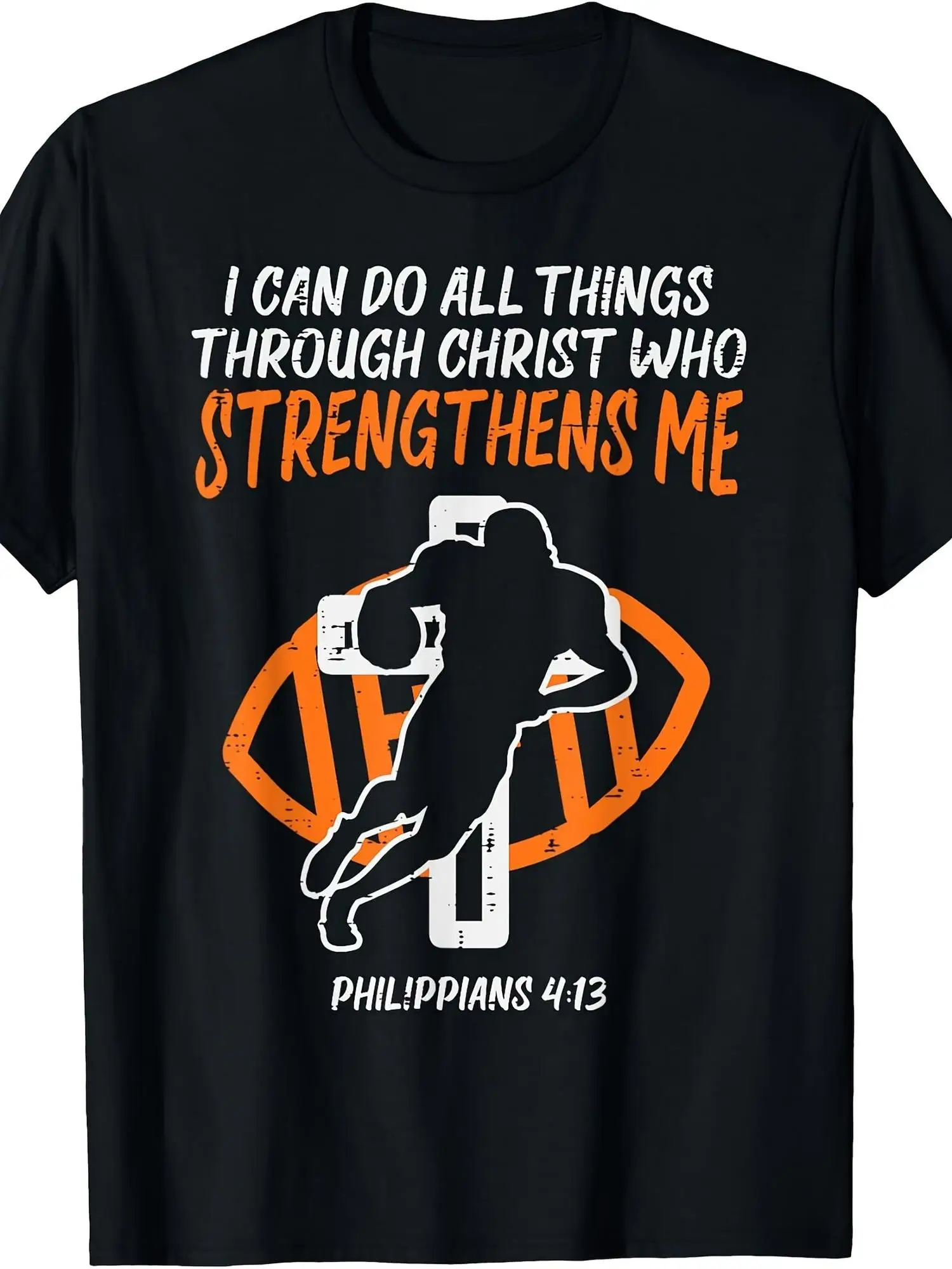 Religious Christian Football Philippians 4 3 Strength T-Shirt Youth Retro Casual Short Sleeved T-Shirt with Round Neck And Printed Pattern Suitable for Daily Commuting And Outdoor Activities Machine Washable Breathable, for Teenager