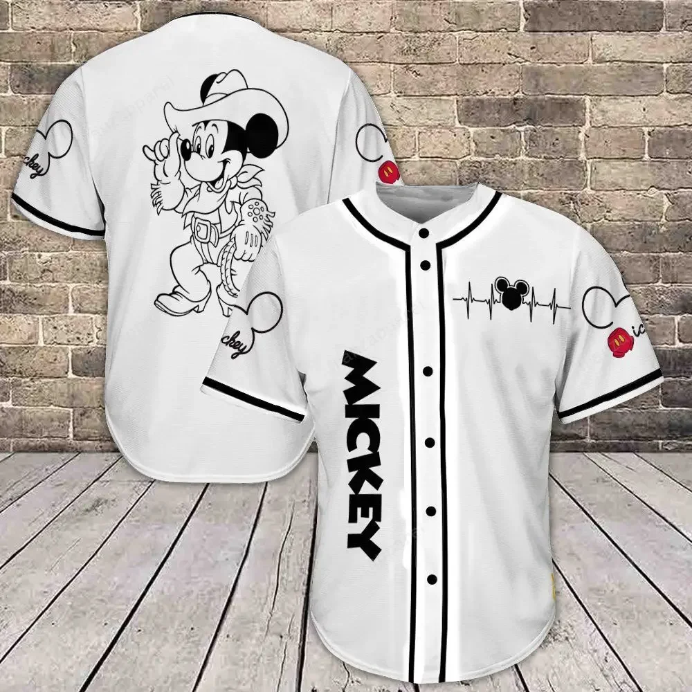 

Free Personalized Disney Mickey Mouse Baseball Jersey Sportswear Men Women Kids Baseball Jersey Summer Short Sleeve Casual Shirt