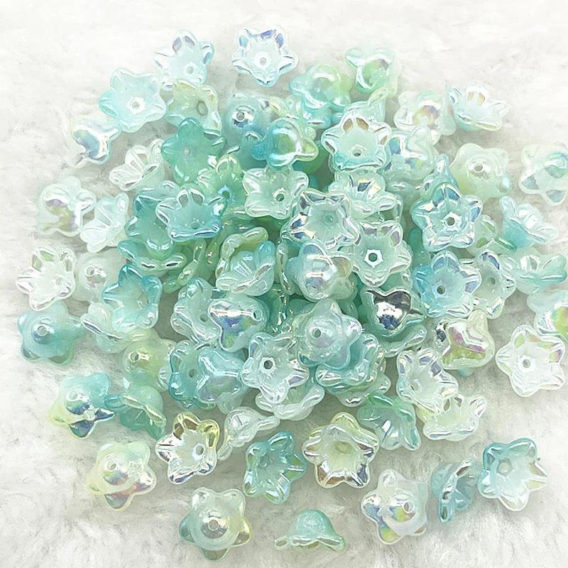 50pcs Gradient Bell Orchid Flower Acrylic Loose Beads for Jewelry Making DIY Hairpin Earrings Bracelet Accessories