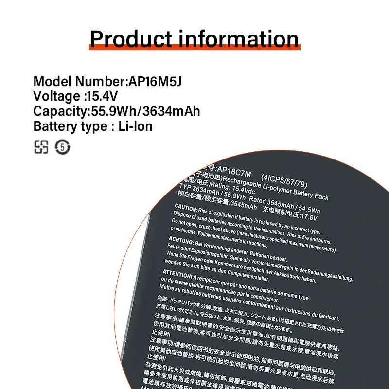 AP18C7M Ordinateur Portable D'usine 24.com Pour Acer ConceptD 3 CN315-72 SF313-52 313-53 Swift 5 SF514-54GT SF514-54T Série