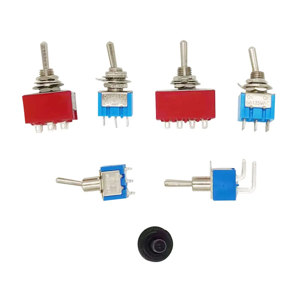 2Pcs 6mm Switches Miniature Toggle Switch Single Pole Double Throw Mini Waterproof Cap Micro Electronic Gadgets ON-OFF-ON 6A