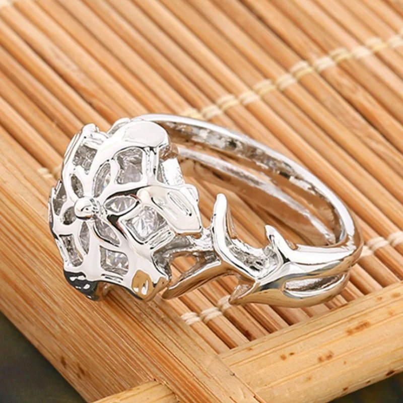 2024, fashionable, white, floral design, exquisite jewelry, versatile, men's and women's, gifts, love, charming set of rings