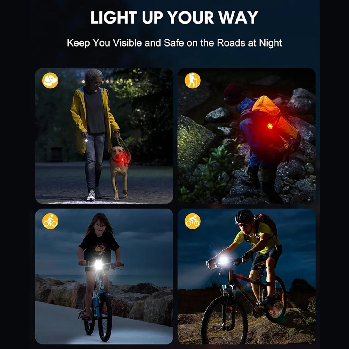 Feux de vélo [4 + 6 Modes], feux de vélo rechargeables USB avant et arrière, lumières de vélo étanches IP65 pour route montagne F