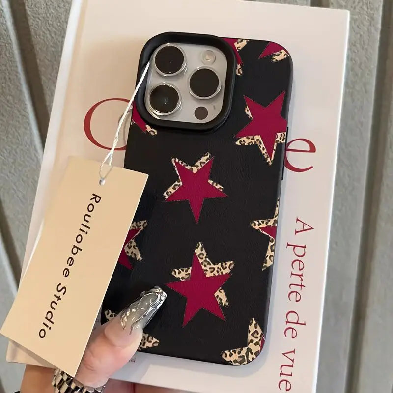 

Phone Case Red Star Leopard Print Pattern For Samsung Galaxy S25 S24 Ultra 5G S23 FE S22 S21 Plus A26 A25 A24 A36 A56 A16 Cover