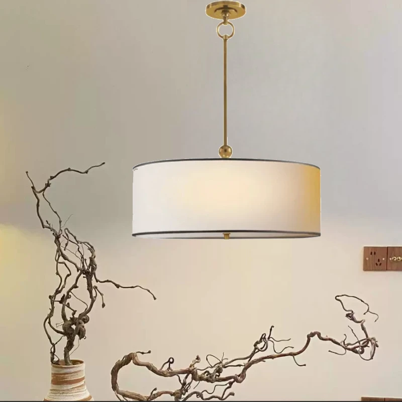 

Simple American Style Bedroom Chandelier Living Room Dining Room Study Light Modern Cloth Cover Light