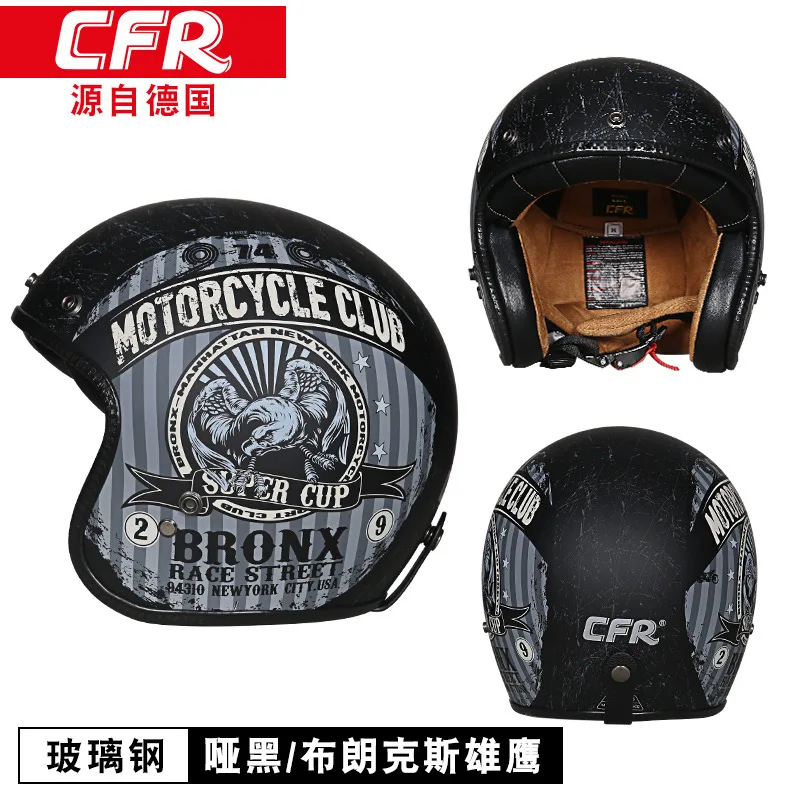 Hot Sales Fiberglass Open Face Motorcycle Helmet High Quality Vintage Racing Casco Moto Removable Lining Cafe Racer Helmet ECE