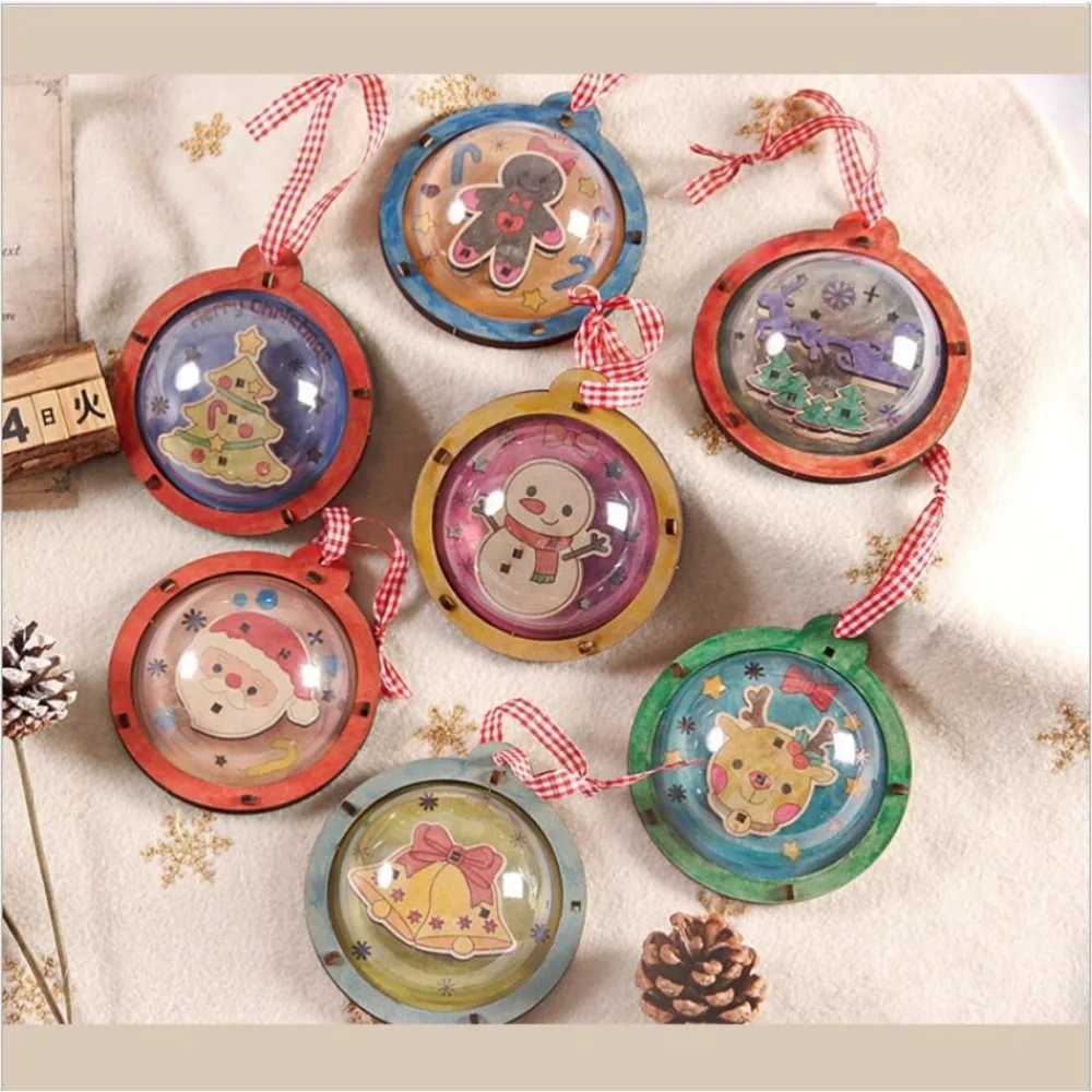 Christmas DIY Craft Toys Handmade Wooden Christmas Ball Assemble for Children's Kindergarten Christmas Gifts Decoration Toys