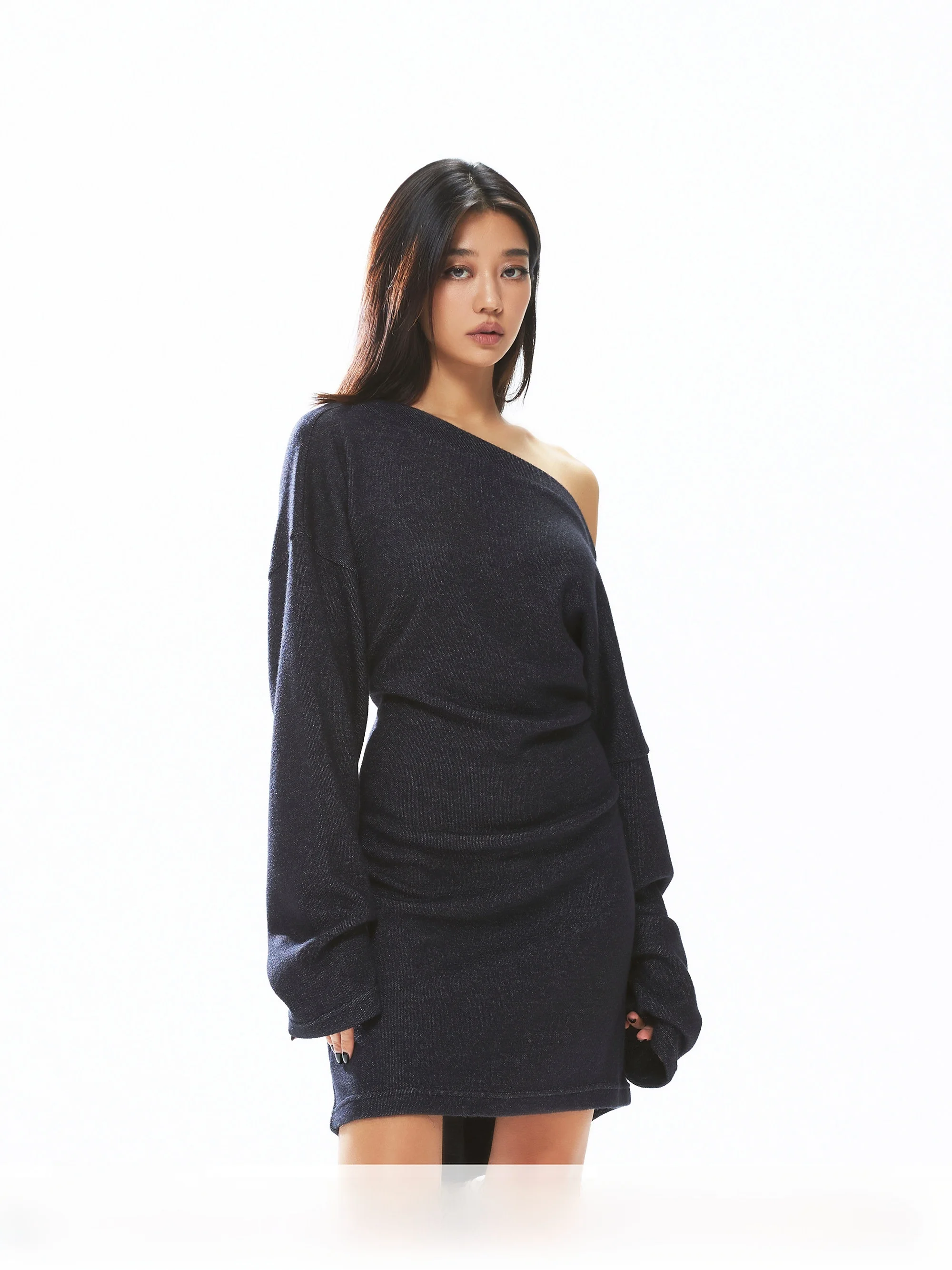 

MIRANDA SONG Casual Cotton Sweatirt Sle Women's Dr oulder Bared Long Sve Elastic Loose Fit Casual Faion Dr