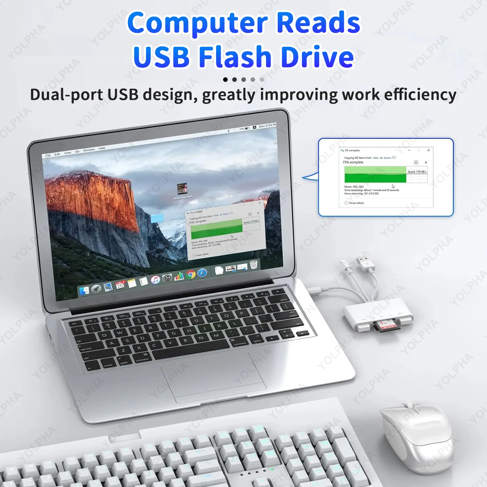 5in1 Memory Card Reader USB OTG SD Reader for iPhones iPads USB C A Devices Micro SD SD Slots support SD Micro SD SDHC SDXC MMC