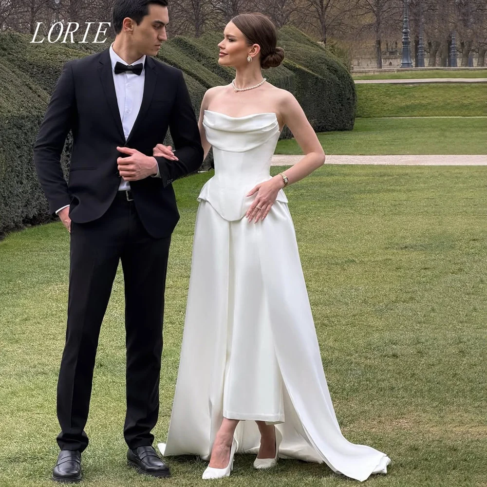 

LORIE Luxury Mermaid Civil Wedding Dress Gala Strapless Bridal Dresses Sleeveless Engagement Wedding Gown Customized 2026