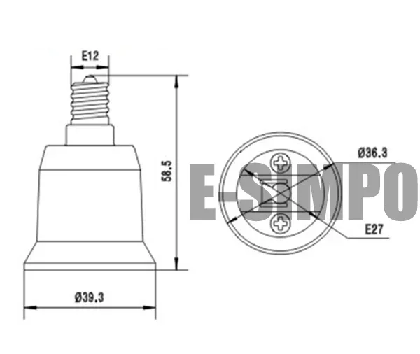 6pcs E12 to E26 Adapter Chandelier Light Socket Candelabra US CA E12 to Medium Socket E26/E27 Converter Bulb Base Adapter