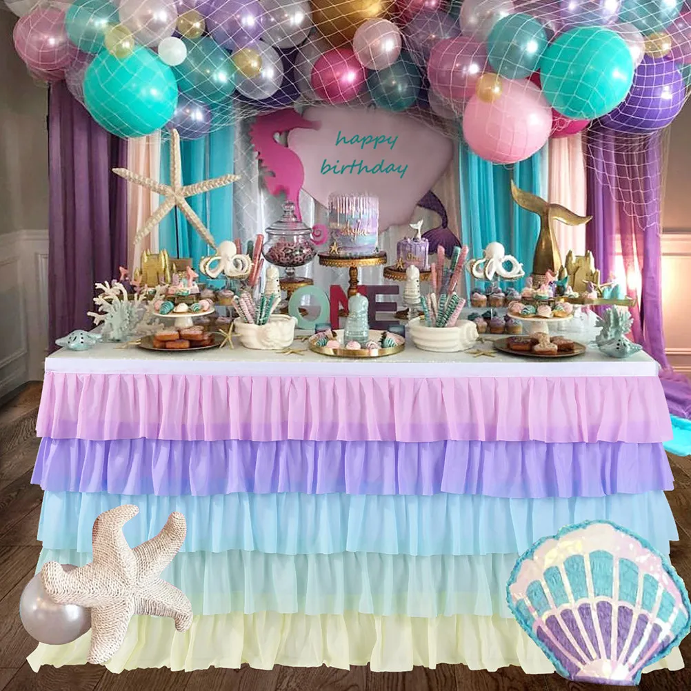 5 Layer Birthday Table Decor Centerpiece Decorations for Shower Skirt Party Colorful
