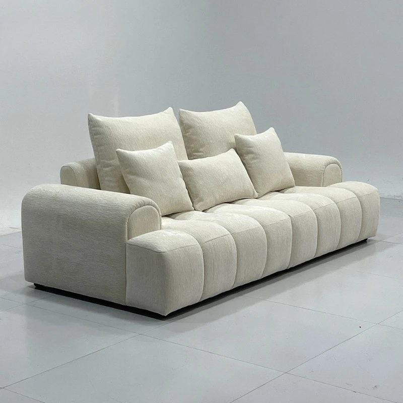 White Textured Fabric Splicing Combination Sofa Modern Combination Sofa