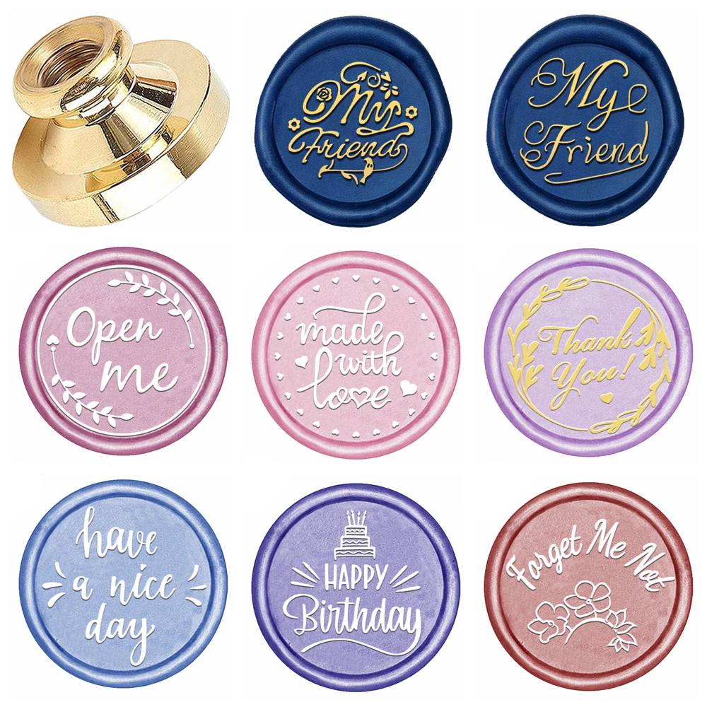 Open Me Wax Seal Stamps Removable Brass Stamp Heads My Friend Blessing Words for Decorating Wedding Parties,Invitations Xmas