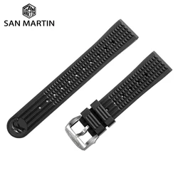 San Martin Watch Band FKM Rubber Strap Waterproof Stainless Steel / Bronze Buckle Straight Ends Universal 20mm Watchband SF0007