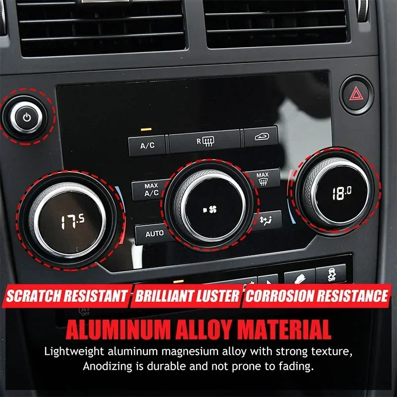 

For Land Rover Discovery Sport 2015-19 Aluminum Alloy Car Air Conditioner Volume Knob Cover Trim Interior Accessories
