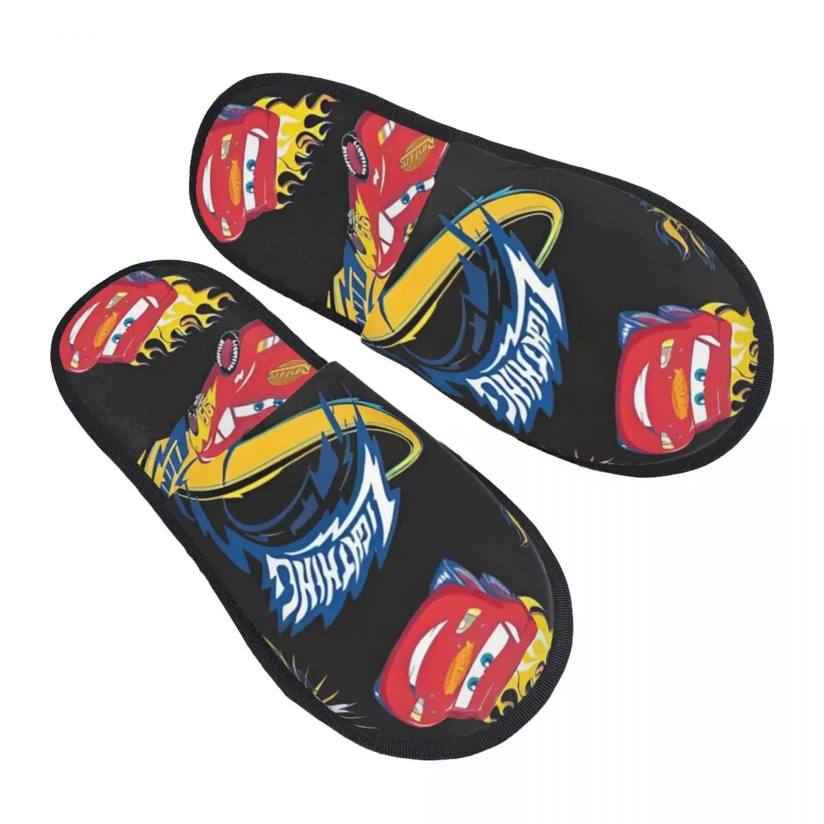 

Lightning Mcqueen And Sally Car House Cotton Slippers Bedroom Soft Household Fur Slides Slippers Anti-skid