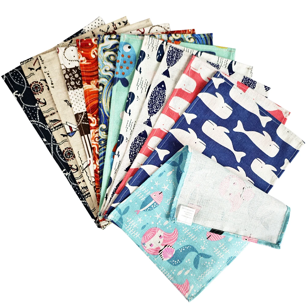 1PC Polyester Cotton Ocean Theme Print Japanese Fashion Fabric Table Mats & Napkins Set Simple Design Dining Kitchen Accessories