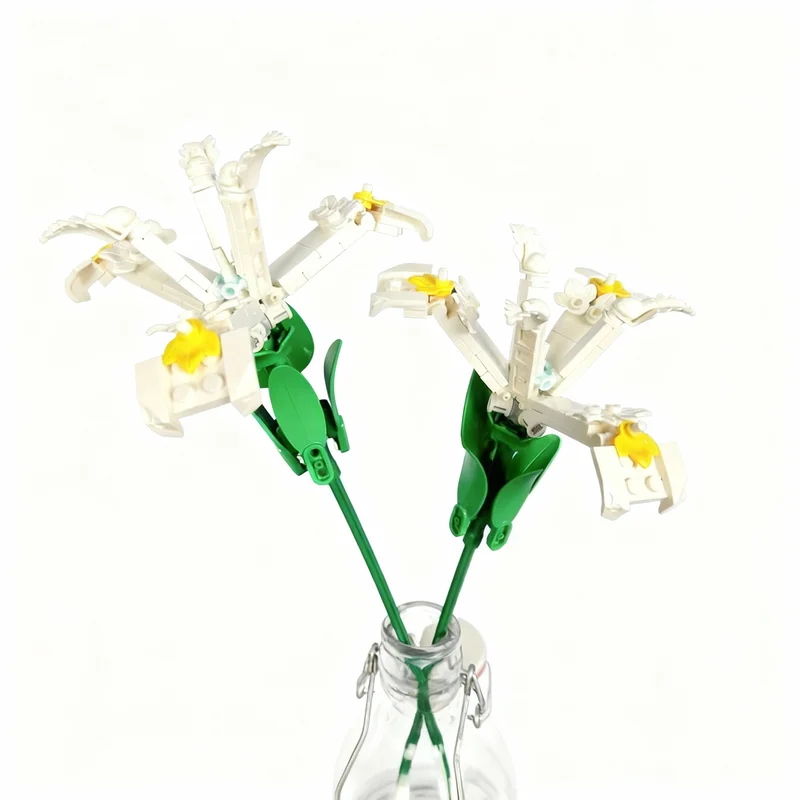 158pcs MOC Botanicals Iris 'White Excelsior' Flower Model Building Blocks Collection Birthday Education 3D Creative Assemble