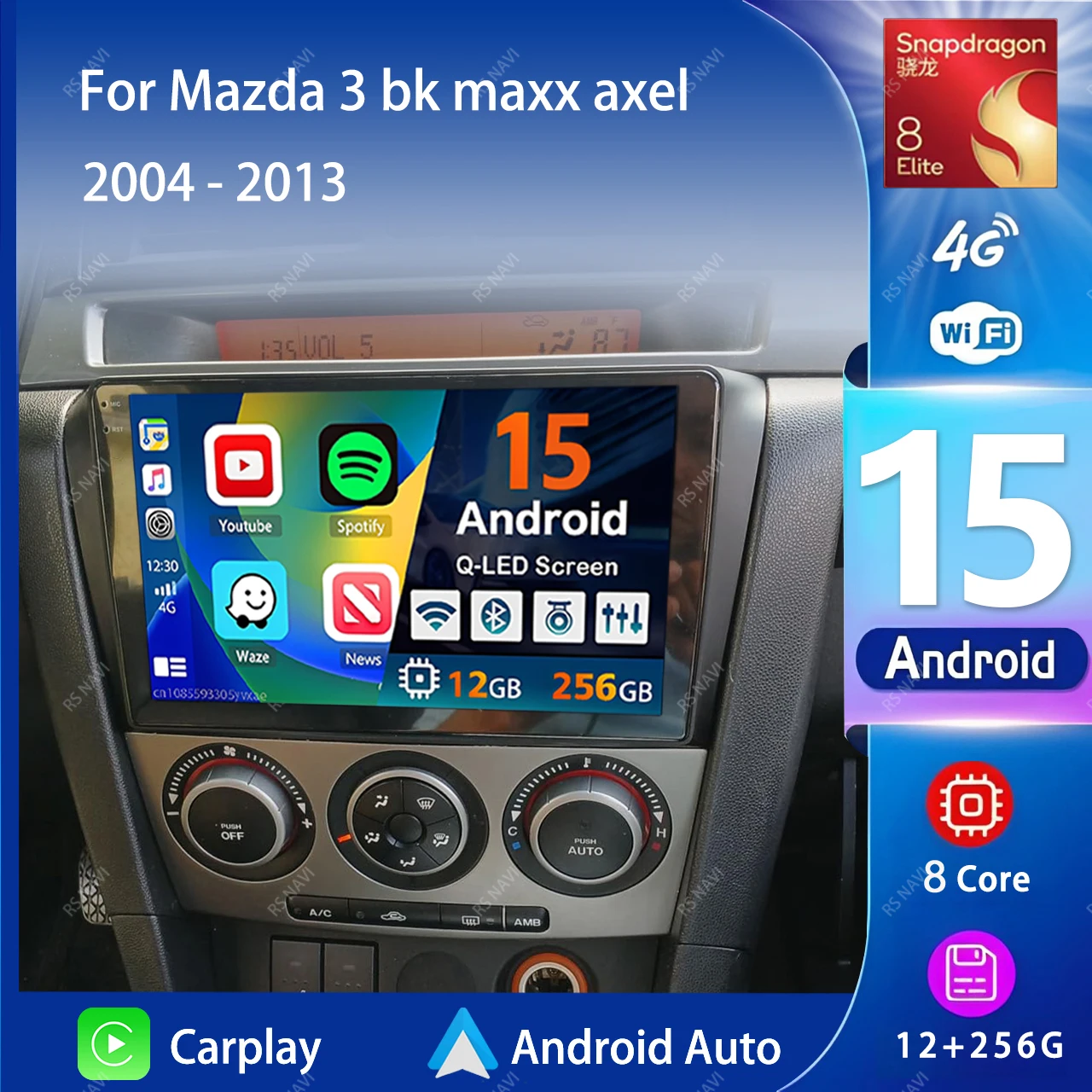 Reproductor Multimedia de Radio para coche Android 15 Carplay para Mazda 3 bk maxx axel 2004-2013 navegación Autoradio GPS estéreo 2din unidad principal