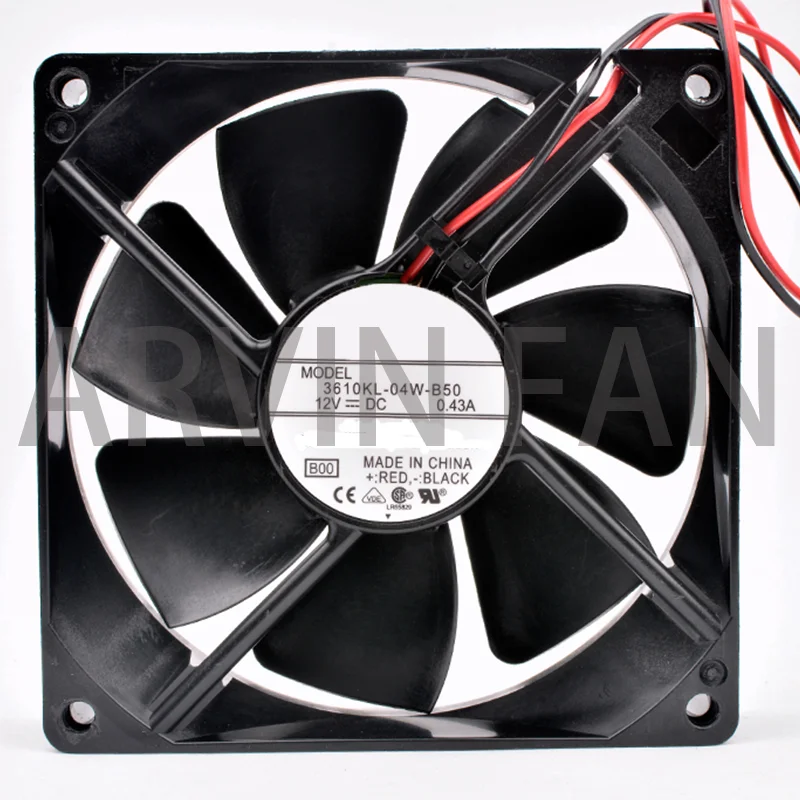 3610KL-04W-B50 9cm 92mm Fan 92x92x25mm DC12V 0.43A 2 Wires 2pin Double Balls Large Air Volume Cooling Fan For UPS Power Supply