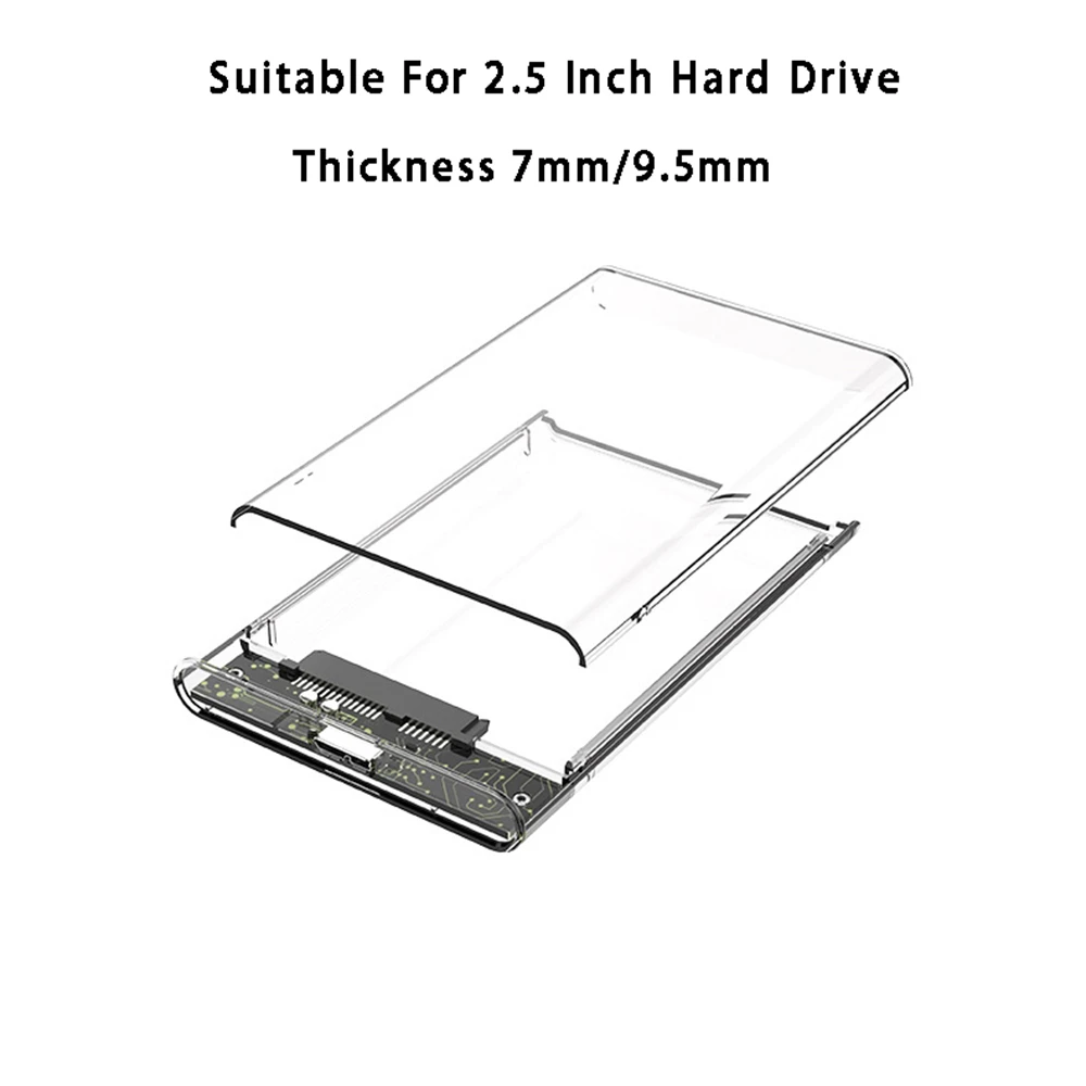SATA zu USB Festplattengehäuse USB 3.0 Typ C zu SATA III Transparentes Gehäuse Aufbewahrungsbox Zubehör für Notebook-Computer-Festplatten – Detail 6
