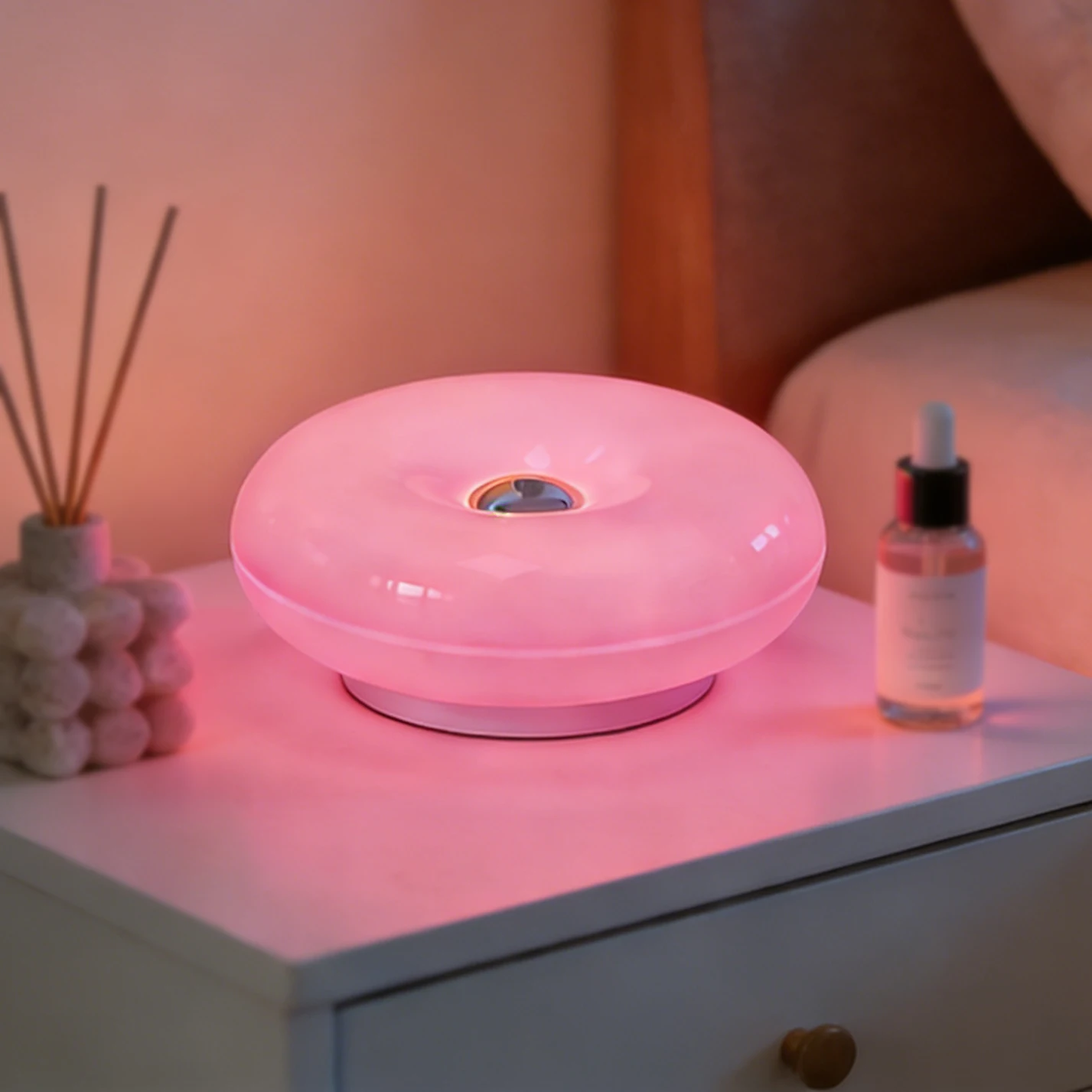 

Розовый светодиодный ночник в форме пончика, с регулируемой яркостью, теплый свет для спальни, гостиной, домашнего декора, подарок