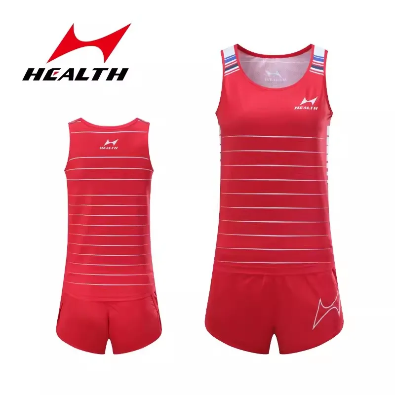 Health Spring Summer Youth Men Women Athletics Running Training Sprint Set Super Thin Breathable Track Field Sports Suit 8003