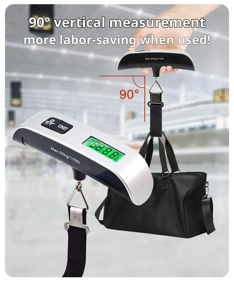 1pcs Portable Scale Digital LCD Display 110lb/50kg Electronic Luggage Hanging Suitcase Travel Weighs Baggage Bag Weight Balance image 3