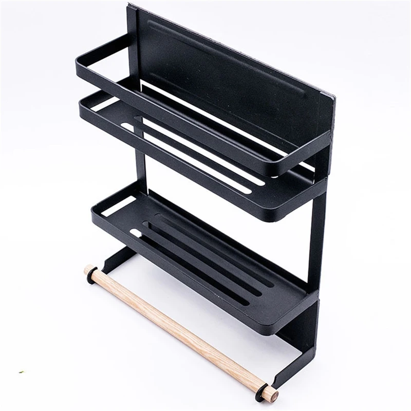 2 Layer Magnetic Kitchen Shelf Wall Mounted Refrigerator Organizer For Seasoning Storage Household Items 3