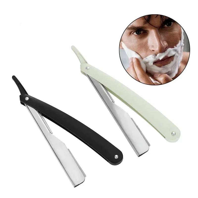 1PC 2 Colors Professional Manual Shaver Straight Edge Stainless Steel Barber Razor Folding Shaving Shave Beard Cutter with Blade