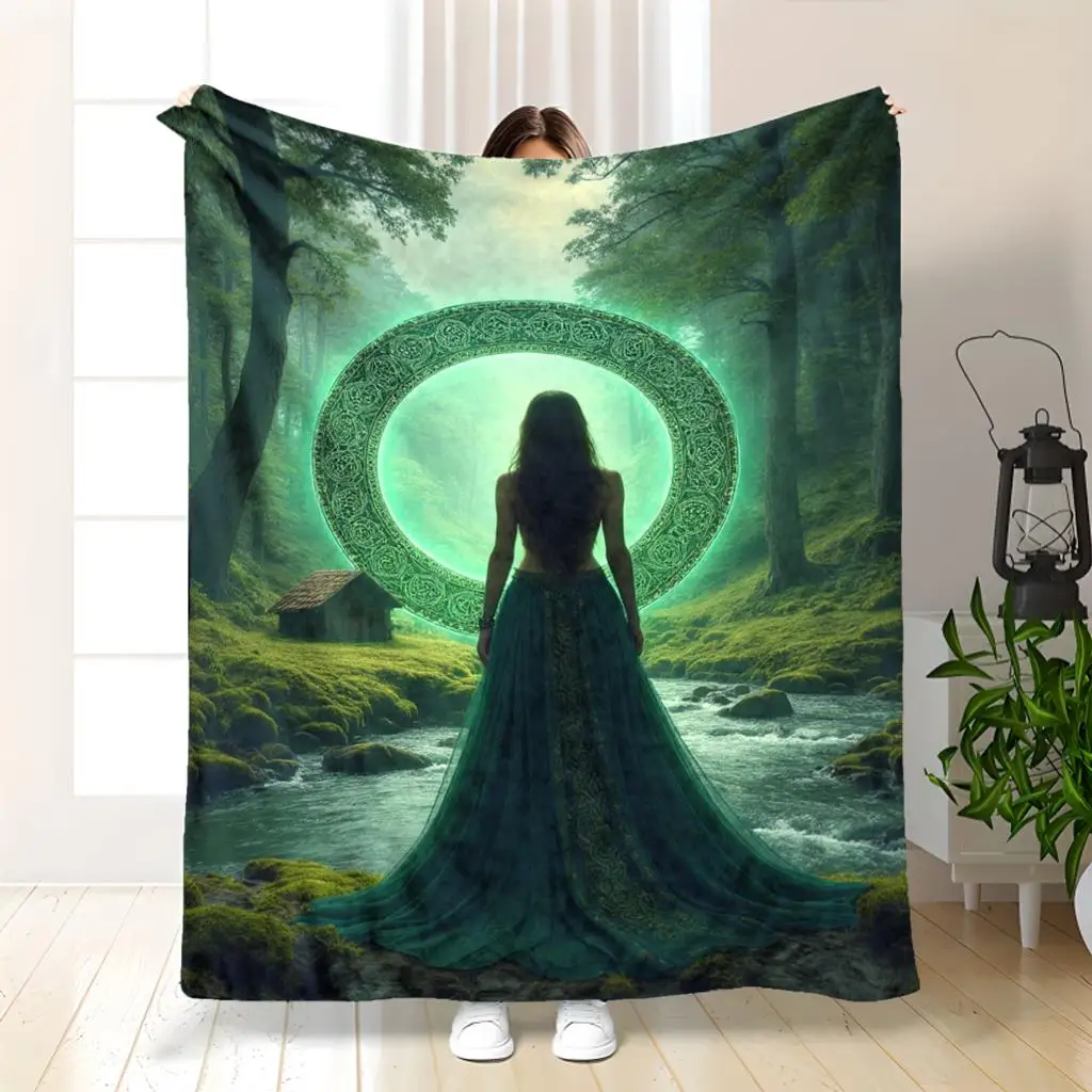 Fantasy Portal Forest Blanket Throw Mystic Fairy Tale Art Decor Couch Cover Large Picnic Blanket 150x200cm