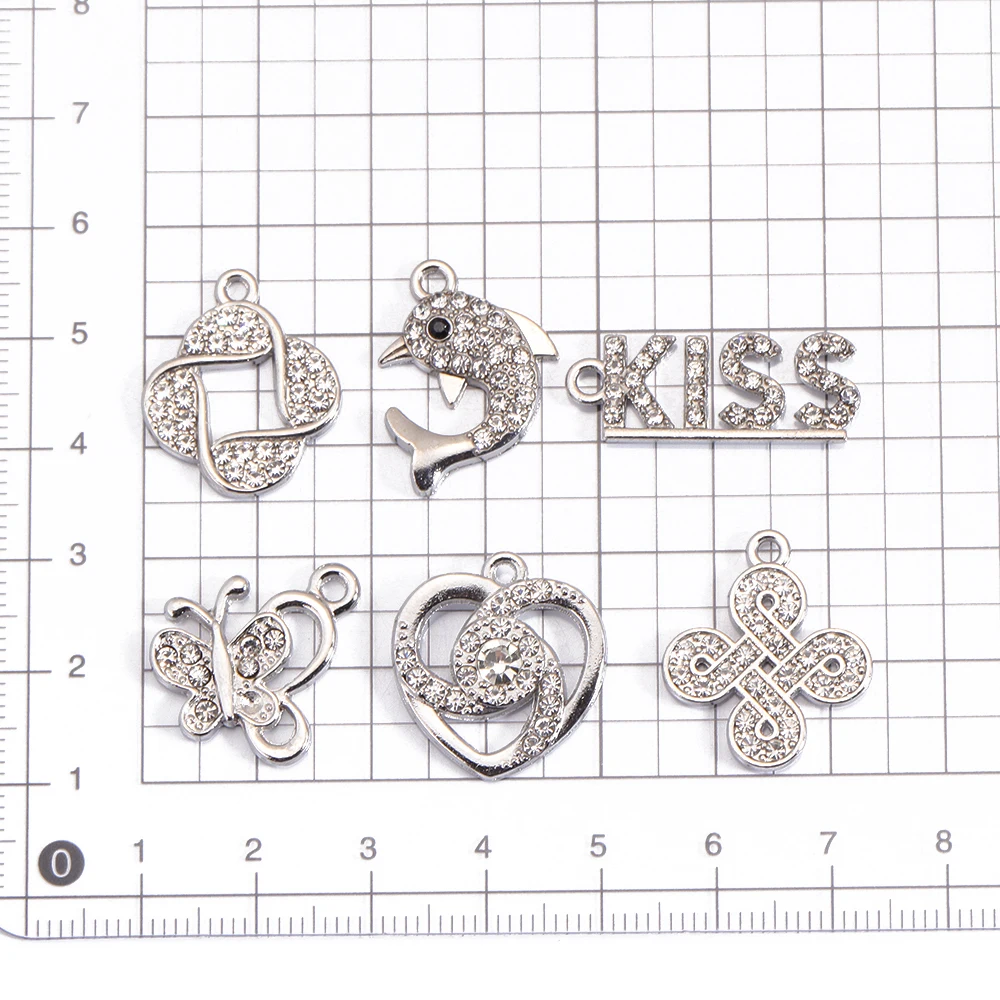 10pcs 13*17mm Love KISS Butterfly Dolphin Charms Fashion Jewelry Making Earring Pendant Bracelet Necklace Charms DIY Findings