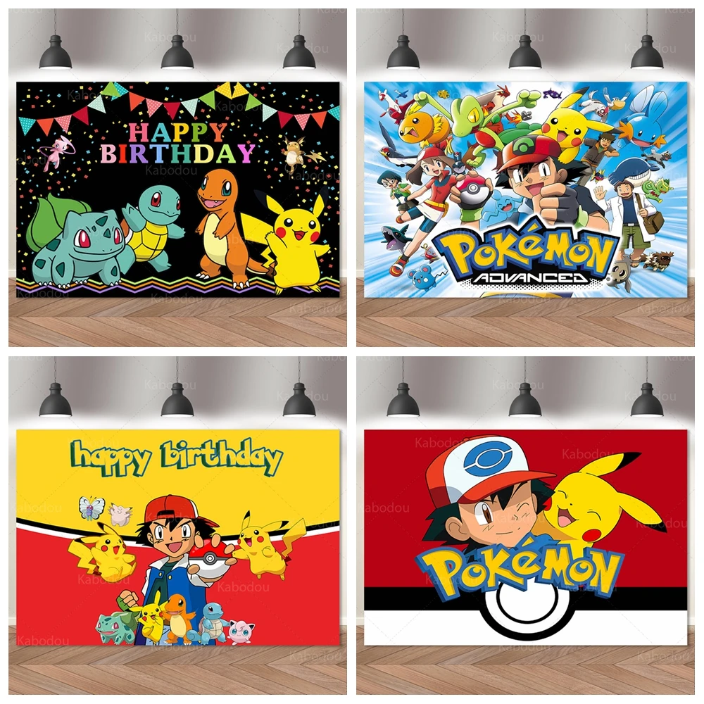 

Kids Boy Party Pokemon Birthday Decoration Cartoon Photography Background Customized Banner Poster Baby Shower Studio Props