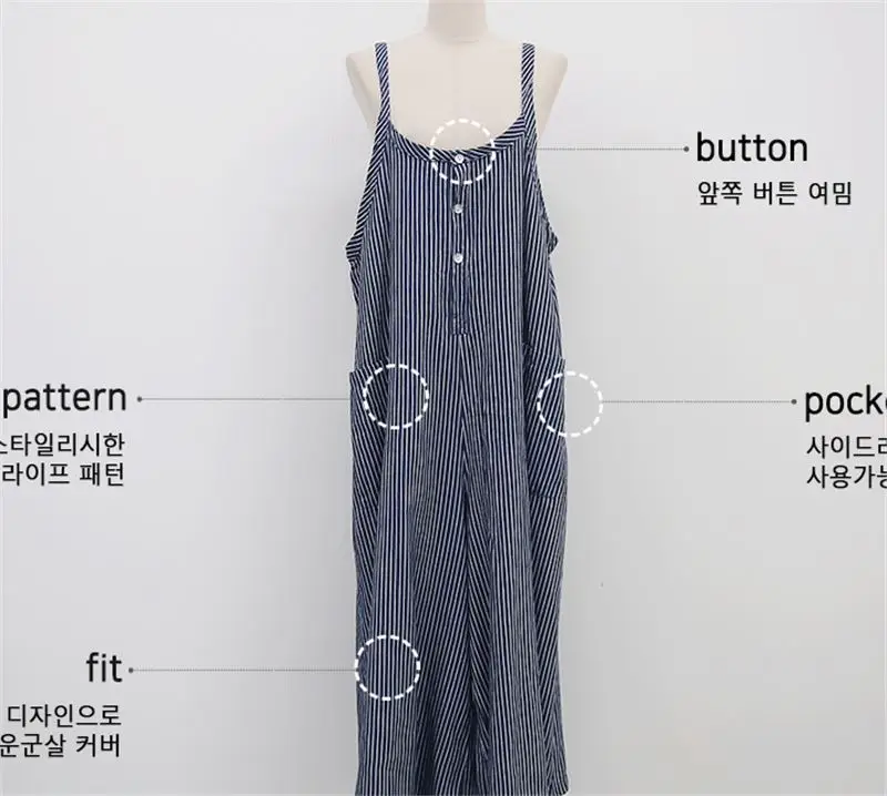 الكورية Sle وزرة مخططة غير رسمية المرأة فضفاضة بنطال ذو قصة أرجل واسعة مع كيتس كبيرة بنطلون طويل عالية الخصر تخفيف Sle