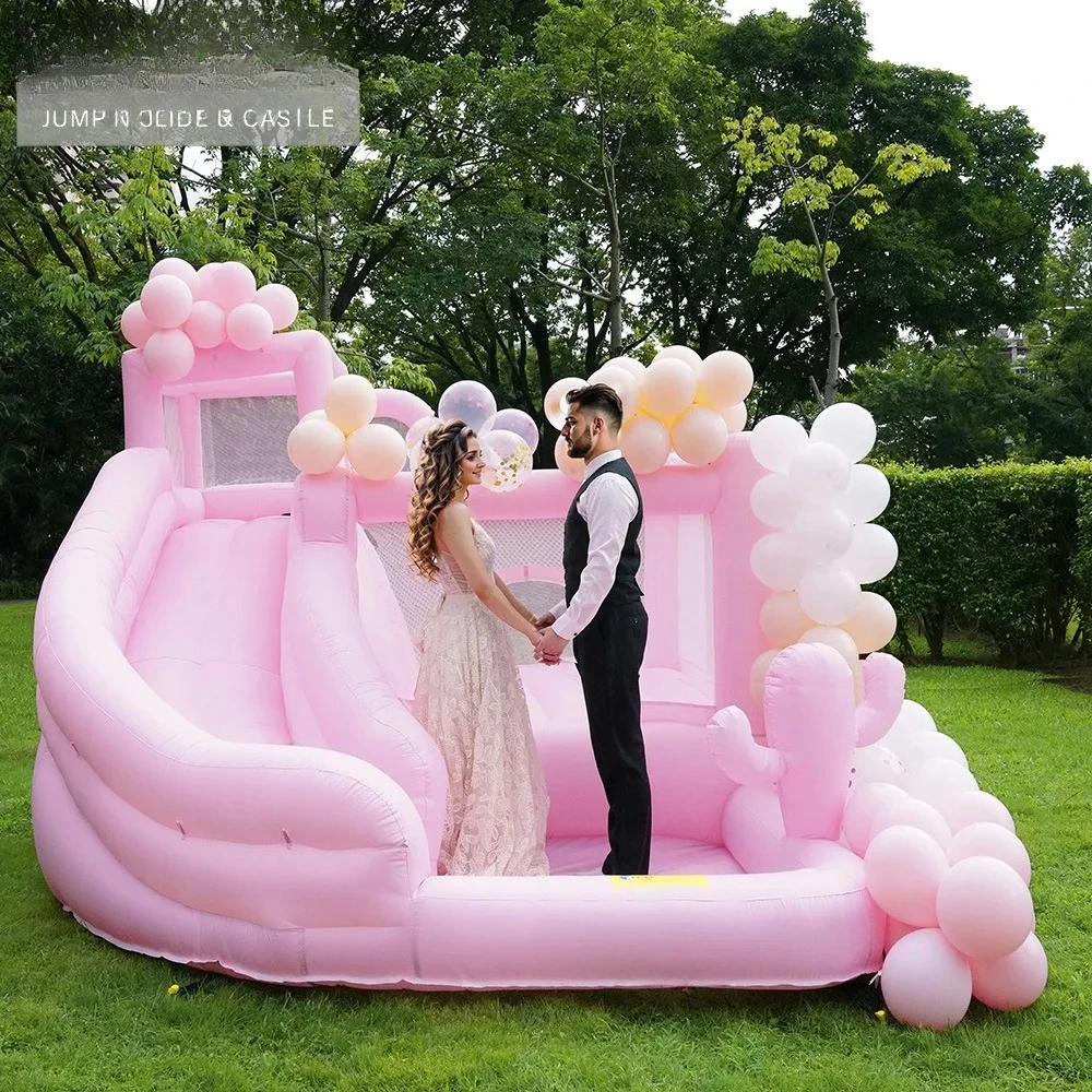Pink Bounce House Kids Inflatable Bounce House Jumping Castle For Kids Pastel Bounce House Inflatable Wedding Bouncer For Sale