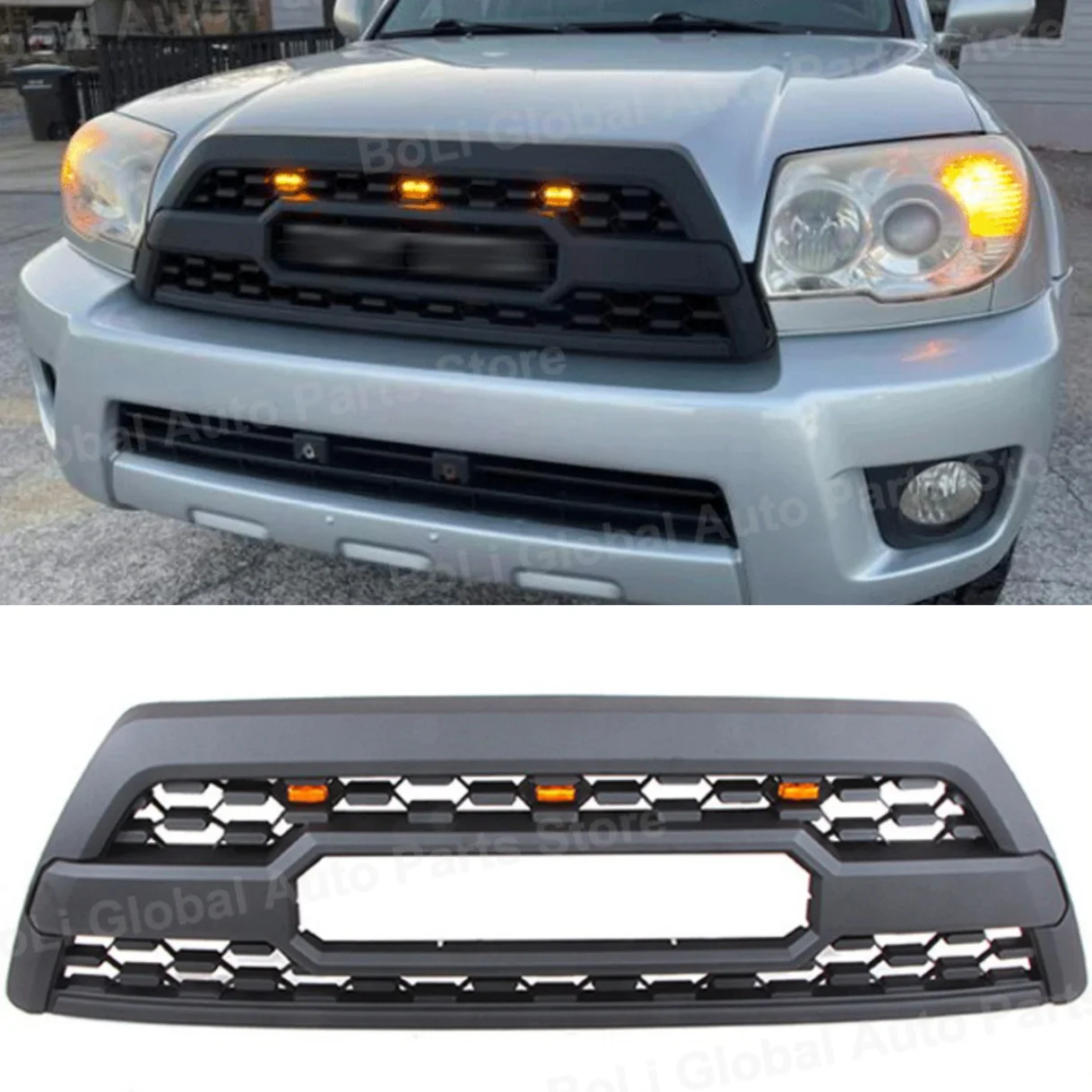 For Toyota 4RUNNER 2006 2007 2008 2009 Matte Black grille TRD with light Front bumper modification Mesh