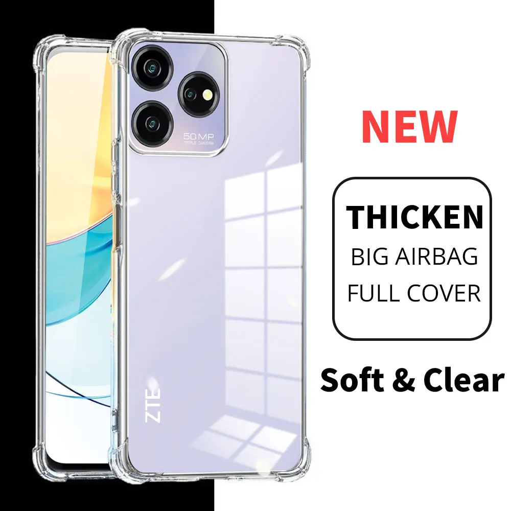 For ZTE Blade V50 Design 4G Smart Shockproof Airbag Phone Case For ZTE Axon 50 Lite Transparent Soft Silicone Back Cover Fundas