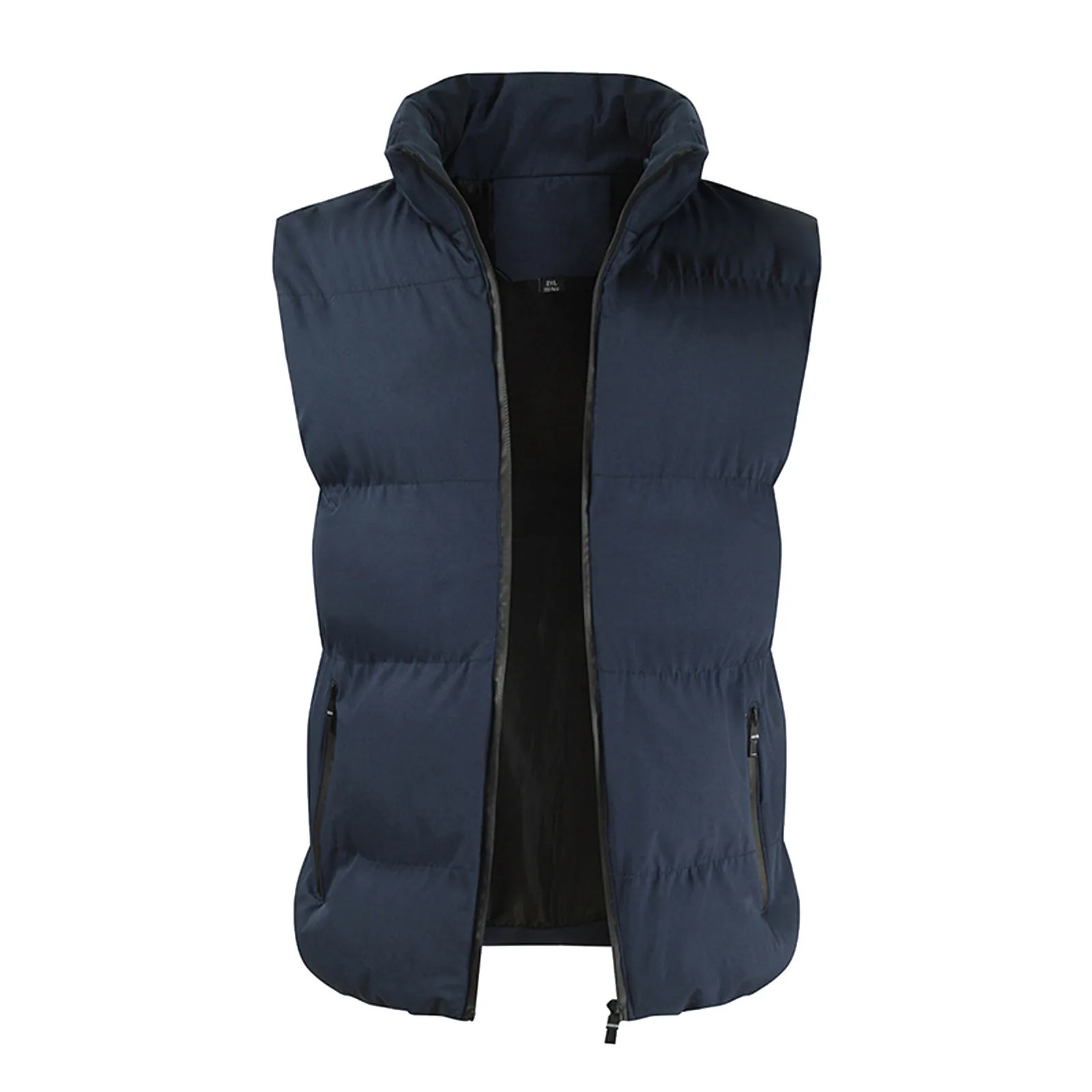 Men Women Autumn And Winter Fashion Casual Solid Color  Down Jacket Zipper Stand Collar Sleeveless Cotton Padded Unisex Vest Top