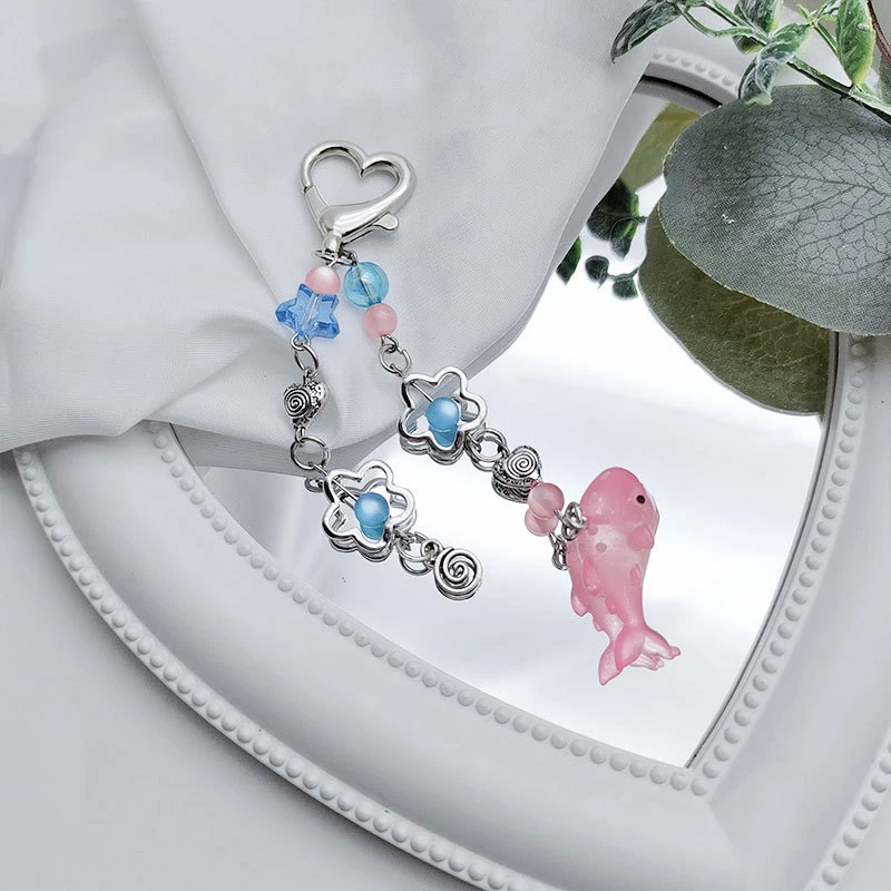 Y2k Aesthetic Keyring Marine Whale Pendant Keychain Sweet Girls Bag Pendant Decoration Backpack Ornament