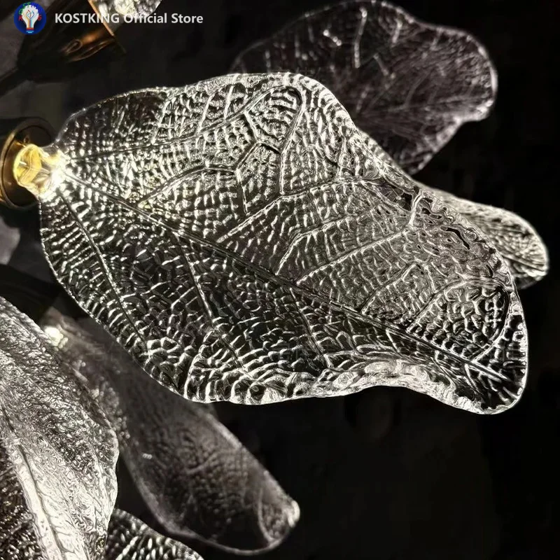 Decorative Modern Acrylic Leaf LED Chandelier For Staircase Living Room Bedroom Home Interior Lighting Hanging Lamp