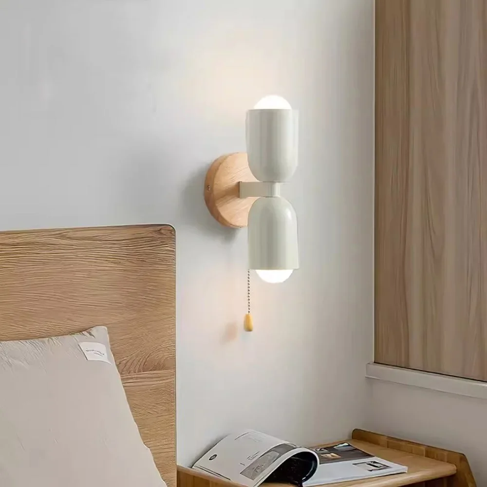 nordico led lampada de parede de madeira macaroon multi elemento quarto de cabeceira sala de estar quarto de crianca 01