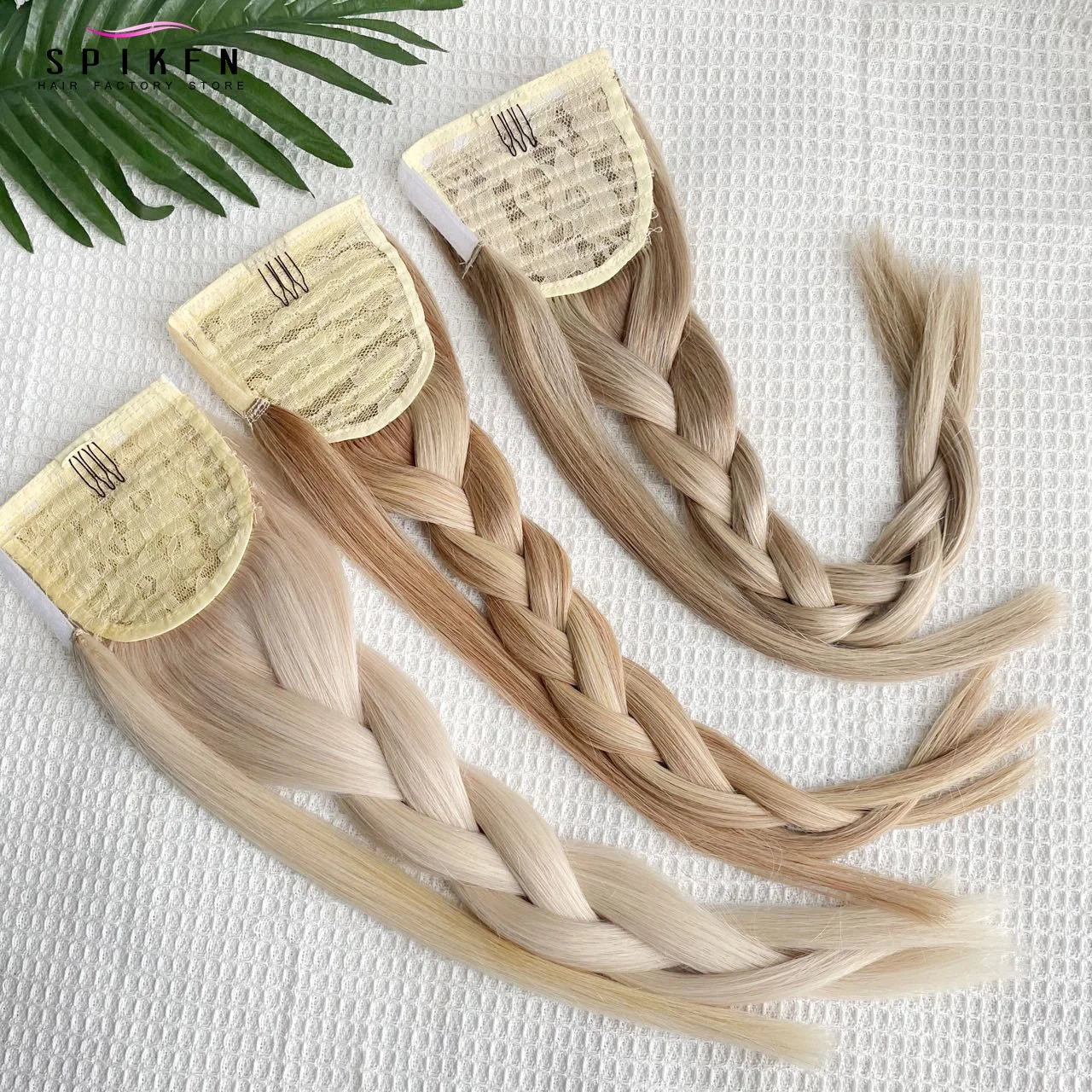 SPIKFN Human Hair Ponytail Extensions Straight 