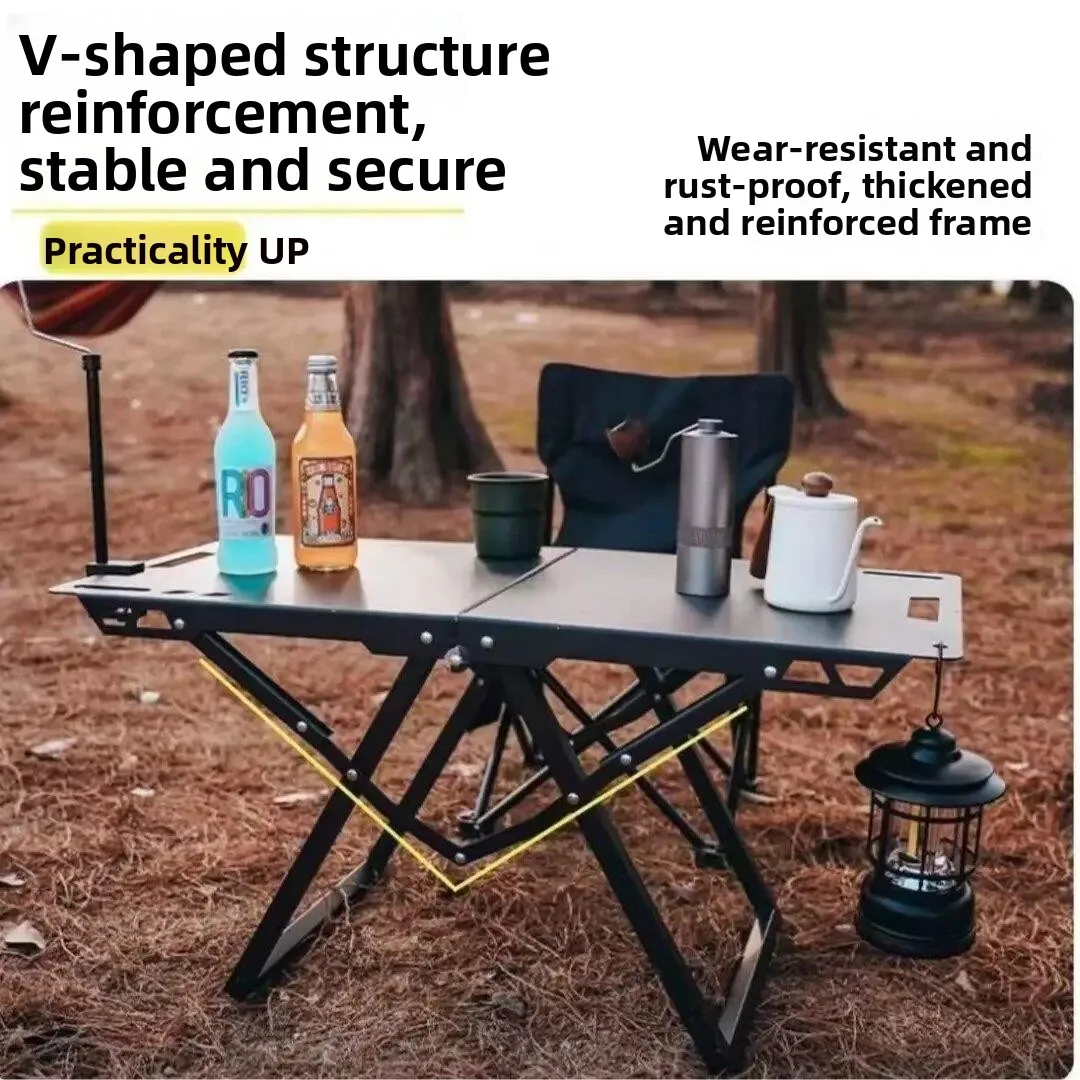 Extended Portable IGT Tactical Table Outdoor Camping Table Foldable Camping Furniture Real Wood Picnic Table Family Leisure